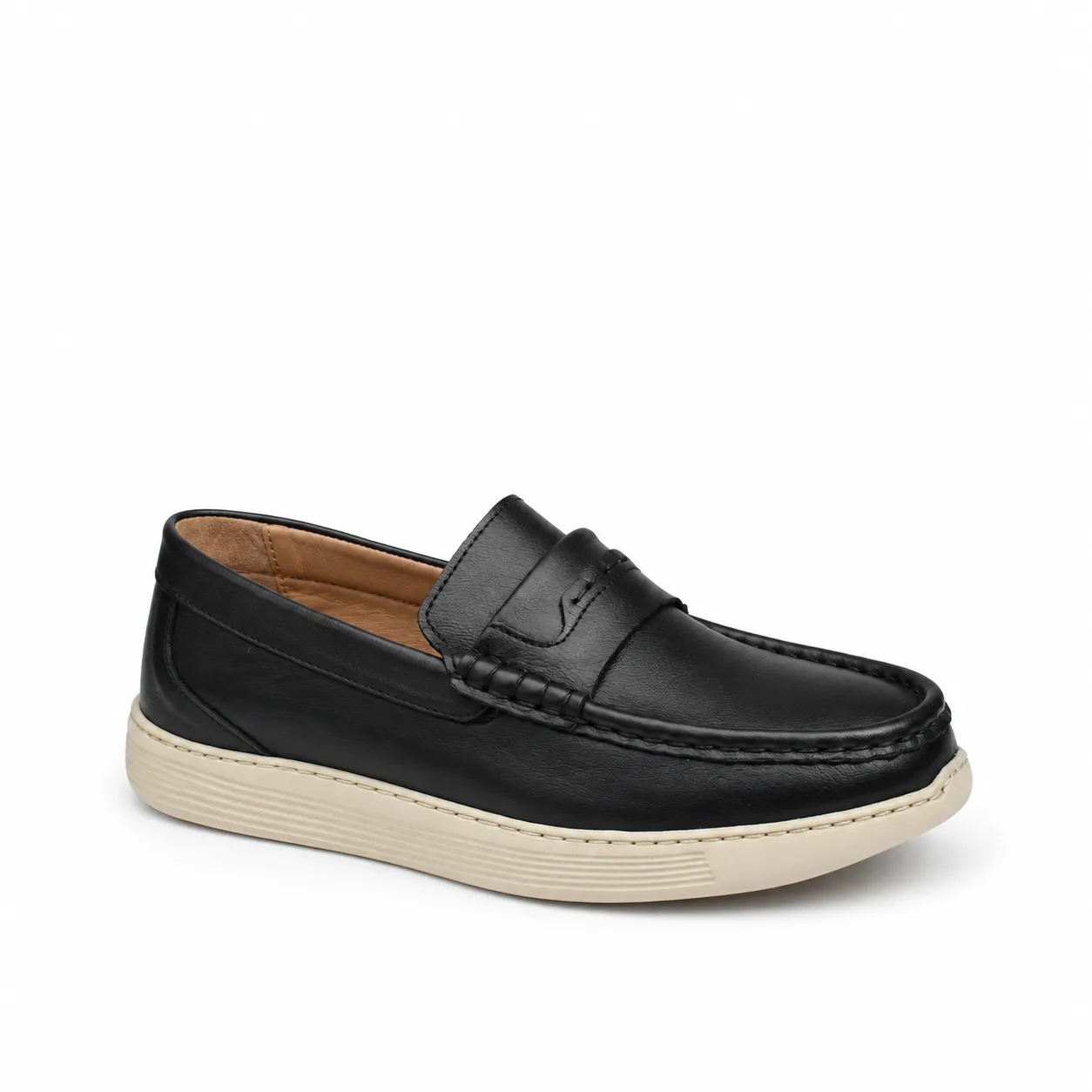 Moccasin pour homme confort R113 noir/beige cuir 